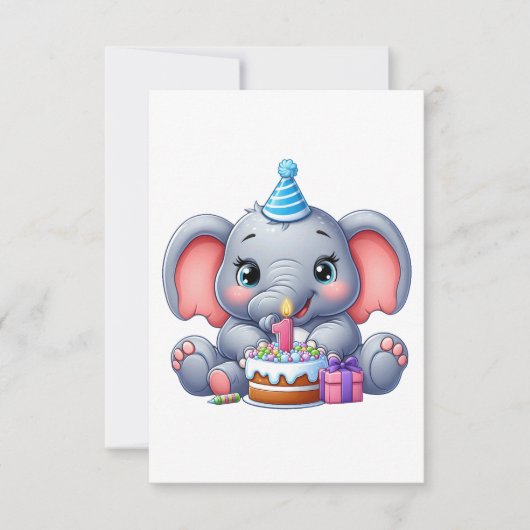 子象の1歳の誕生日 出欠カード (正面)