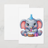 子象の1歳の誕生日 出欠カード (正面/裏面)