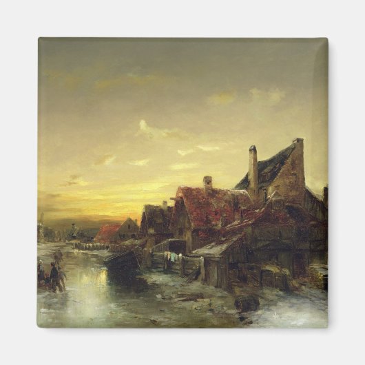 子遊供が氷に乗る マグネット (正面)