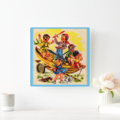 子遊供の海賊 スクエア壁時計 (ホーム)