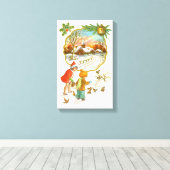 子食べ物を与えどもたち キャンバスプリント (インサイチュ (ウッドフロア))