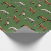 子馬のパーティーの包装紙(緑) ラッピングペーパー (角)