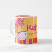 子馬のピンクのチャンピオンの馬のライダーは女の子をマグと名前を挙げます ツートーンマグカップ (正面左)