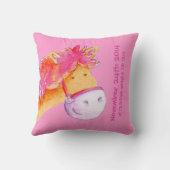 子馬の名前及び誕生の生まれたばかりのなギフトのオレンジピンクの枕 クッション (裏面)