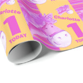 子馬の子供の第1誕生日のストライプな包むこと ラッピングペーパー (ロールコーナー)