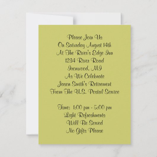 子馬の明白な郵便業務の退職の招待状 招待状 (裏面)