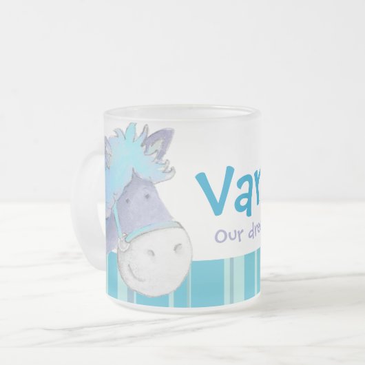 子馬の青い馬場馬術のチャンピオンの名前はマグをからかいます フロストグラスマグカップ (正面左)