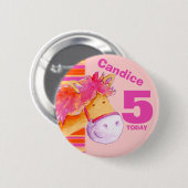 子馬の馬の第5誕生日ボタンのバッジ 缶バッジ (正面&裏面)