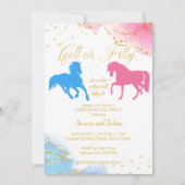 子馬またはフィリー彼または彼女のピンクの青のジェンダーが明らかにする 招待状 (正面)