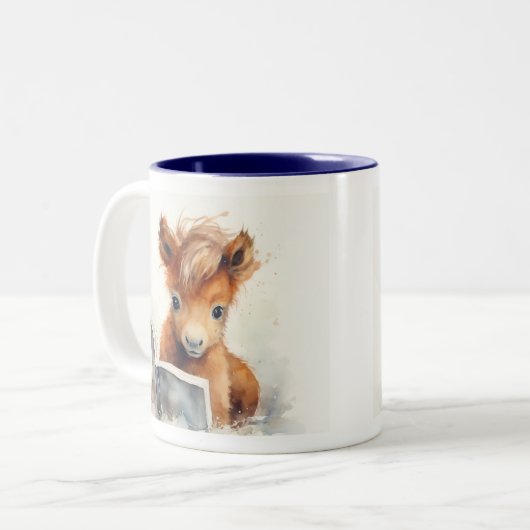 子馬読み取りセラミックマグカップ ツートーンマグカップ (正面左)