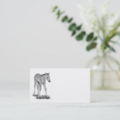 子馬、馬: 名刺の鉛筆の芸術: 現実主義 名刺 (スタンド正面)