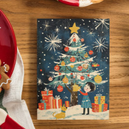 「子魅力的供の飾クリスマスツリードッグ シーズンカード