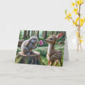 子鹿が生えたフロッピーで育ったウサギ カード (黄色い花)