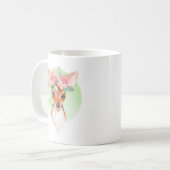 子鹿とピンクのバラ コーヒーマグカップ (正面左)