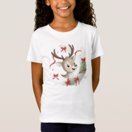 子鹿のクリスマスTシャツ、可愛いファン Tシャツ