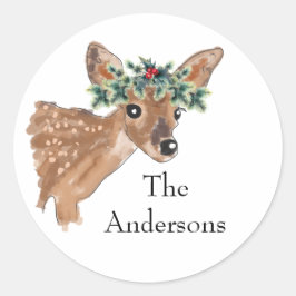 子鹿のシカのカスタムな休日の封筒用シール ラウンドシール