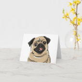 子鹿のパグのメッセージカード カード (黄色い花)