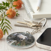 子鹿のパグの子犬のHeadshot キーホルダー (正面右)