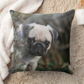 子鹿のパグの子犬のHeadshot クッション (ブランケット)