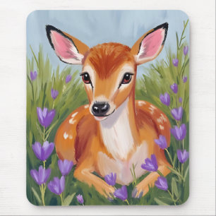 子鹿の絵画 マウスパッド