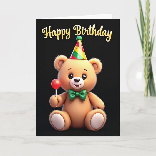 子鹿の誕生日パーティーハットカード カード (正面)