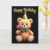 子鹿の誕生日パーティーハットカード カード (黄色い花)