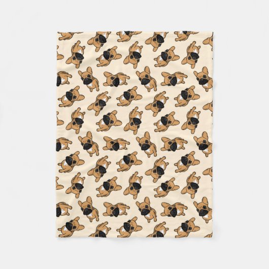 子鹿のFrenchieの子犬 フリースブランケット (正面)