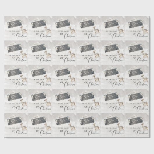 子鹿を飾る愛らしいクリスマスの森の風景 ラッピングペーパー (フラット)