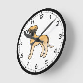 子鹿グレートデーン犬のキャラクターイラストデザイン ラウンド壁時計 (傾斜)