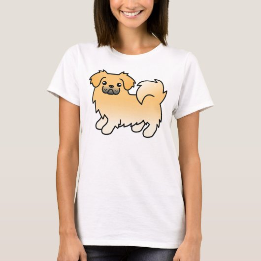 子鹿チベットスパニエル犬かわいい漫画の犬 Tシャツ (正面)