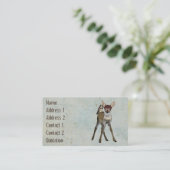 子鹿及びフクロウのグランジな名刺 名刺 (スタンド正面)