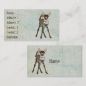 子鹿及びフクロウのグランジな名刺 名刺 (正面/裏面)