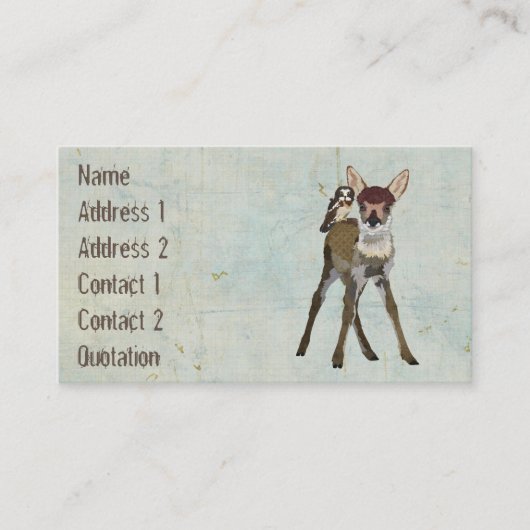 子鹿及びフクロウのグランジな名刺 名刺 (正面)