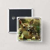 子鹿正方形Pin 缶バッジ (正面&裏面)