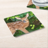 子鹿生まれたばかりののポートレート スクエアペーパーコースター (アングル)