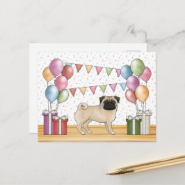 子鹿色のプードッグのカラフルなパステル誕生日風船 ポストカード