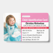 子ID写真識別緊急アレルギー バッジ (表面)