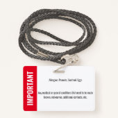 子ID写真識別緊急アレルギー バッジ (裏面ランヤード)