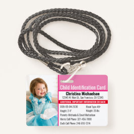 子ID写真識別緊急アレルギー バッジ