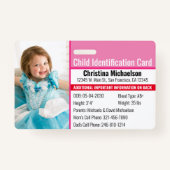 子ID写真識別緊急アレルギー バッジ (正面)