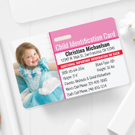 子ID写真識別緊急アレルギー バッジ