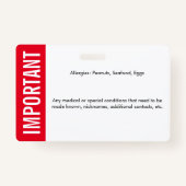 子ID医療識別緊急アレルギー バッジ (裏面)