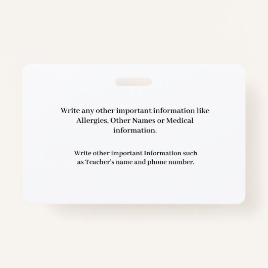 子ID識別フォトカードのカスタムバッジ バッジ (裏面)