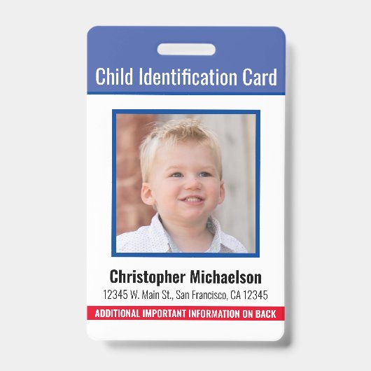 子ID識別医療アレルギー緊急事態 バッジ (Front)