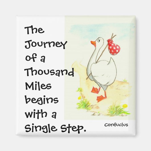 孔子のやる気を起こさせる引用文の「鵞鳥」の磁石 マグネット (正面)