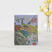 孔雀およびシャクヤク カード (黄色い花)