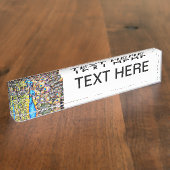 孔雀および羽の芸術的なグラフィック デスクネームプレート (側面)