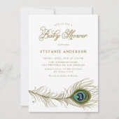 孔雀お洒落羽ベビーシャワー 招待状 (正面)