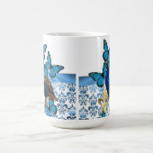孔雀かわいらしと青蝶 コーヒーマグカップ (中央)