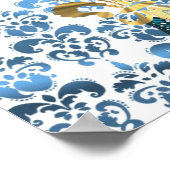 孔雀かわいらしと青蝶 ポスター (角)